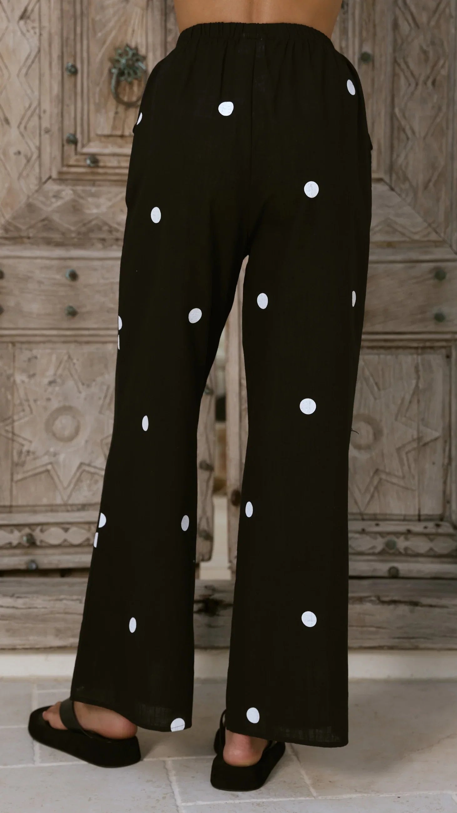Kailani Strapless Top and Pants Set Black White Polka