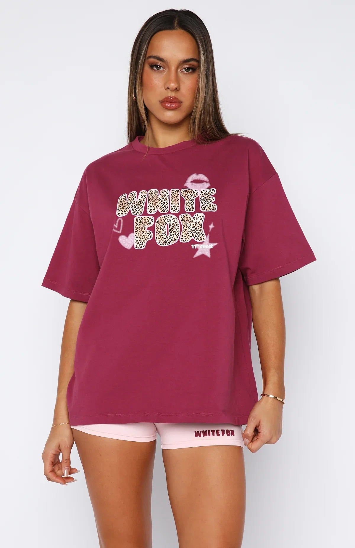 11th Street Shes So Lucky Oversized Tee Very Berry
