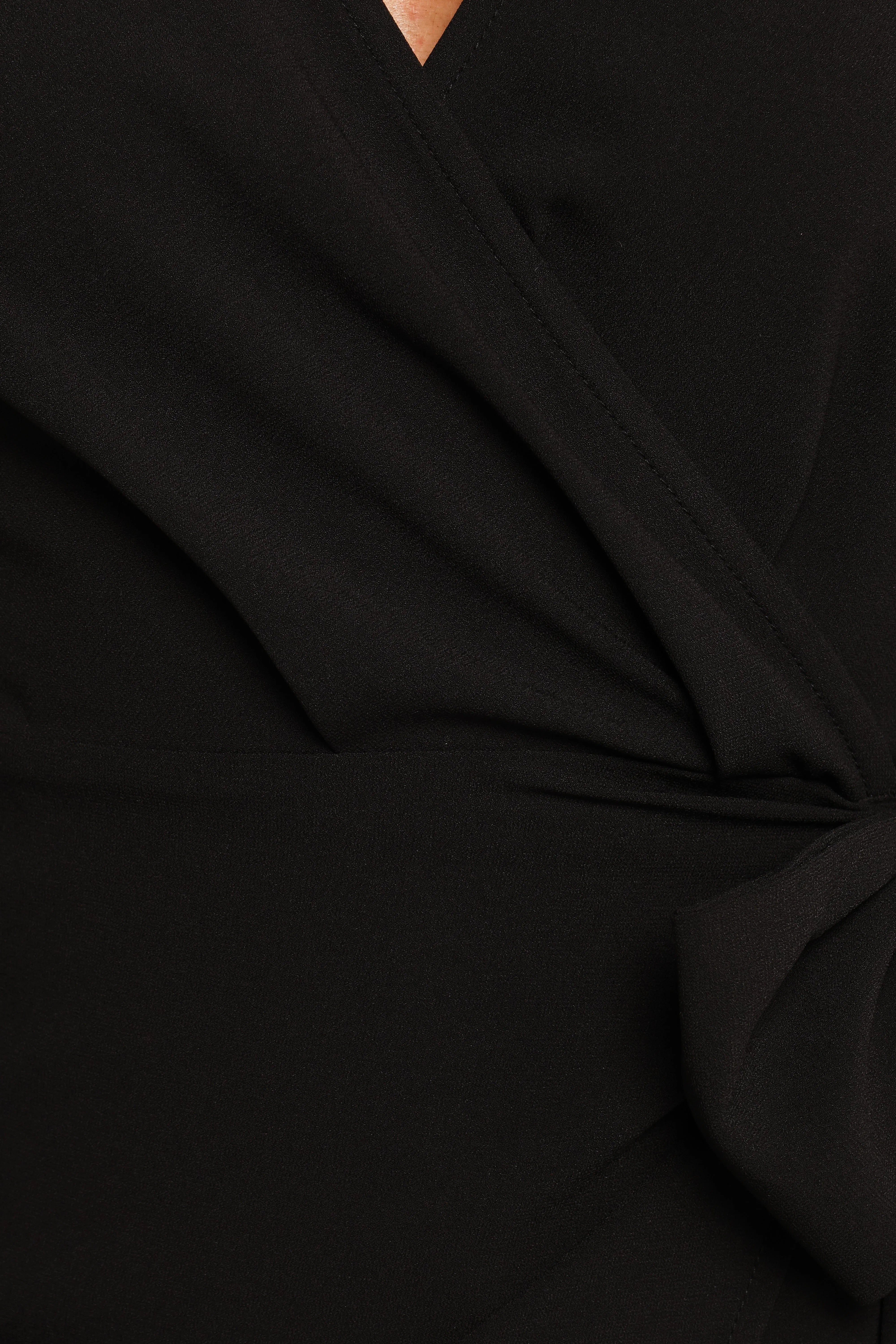 Lilian Long Sleeve Wrap Mini Dress Black