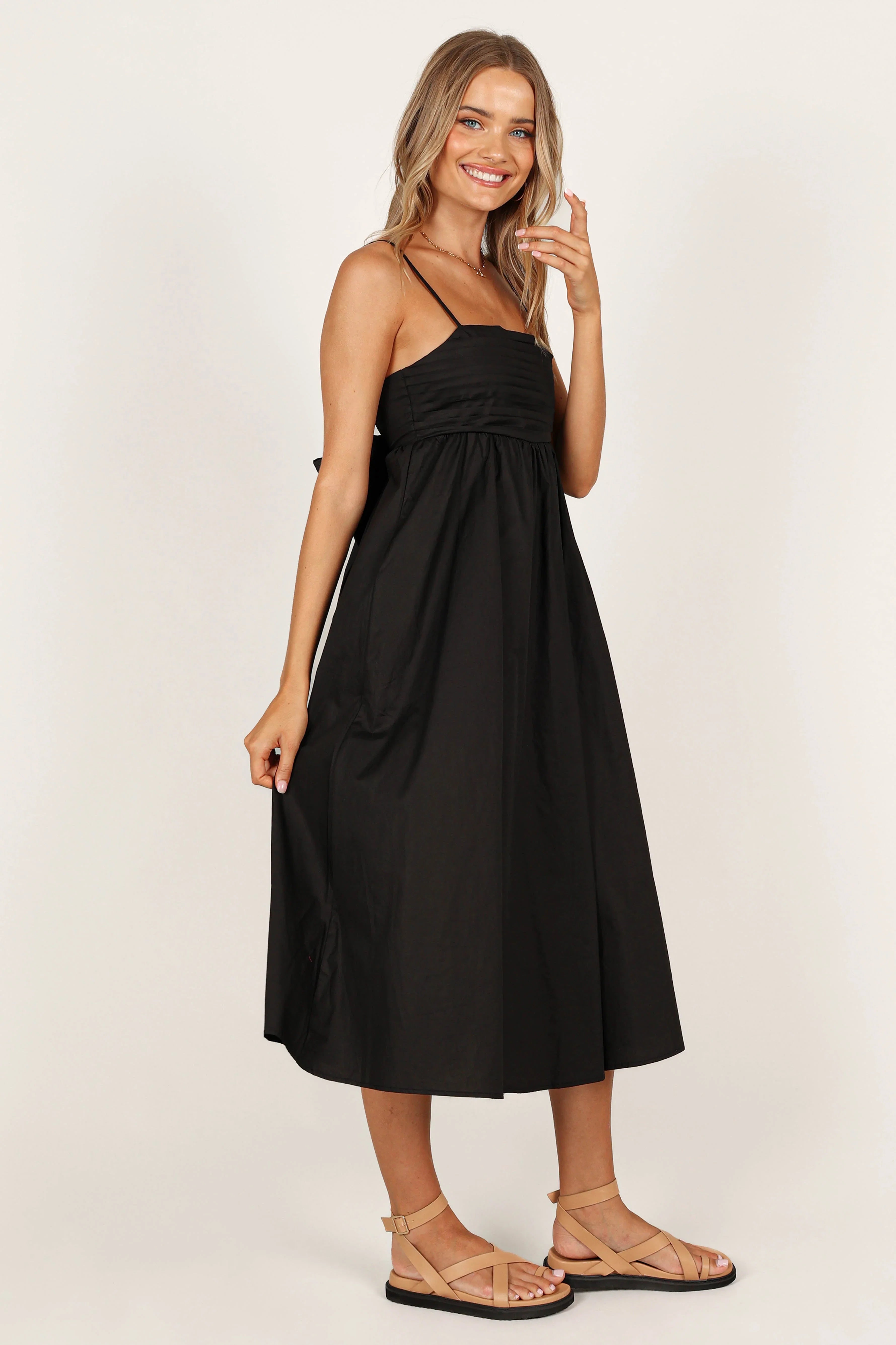 Alice Bow Back Midi Dress Black