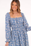 Aine Midi Dress Blue Floral