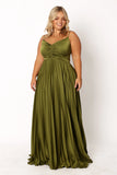 Naira Pleated Maxi Dress Palm Green