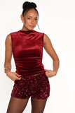Scarlette Sequins Short Burgundy