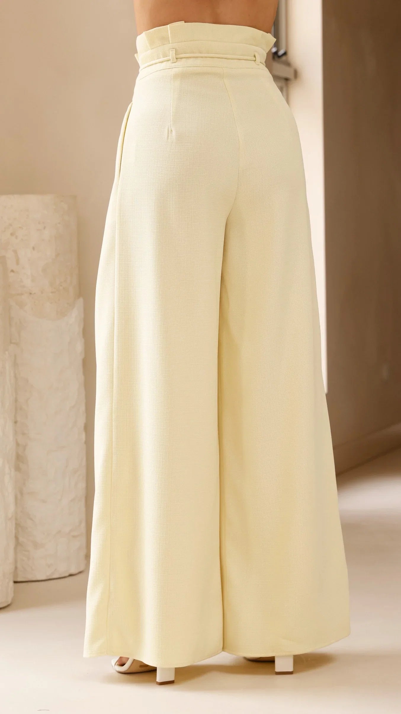 Melinda High Waist Pants Soft Yellow