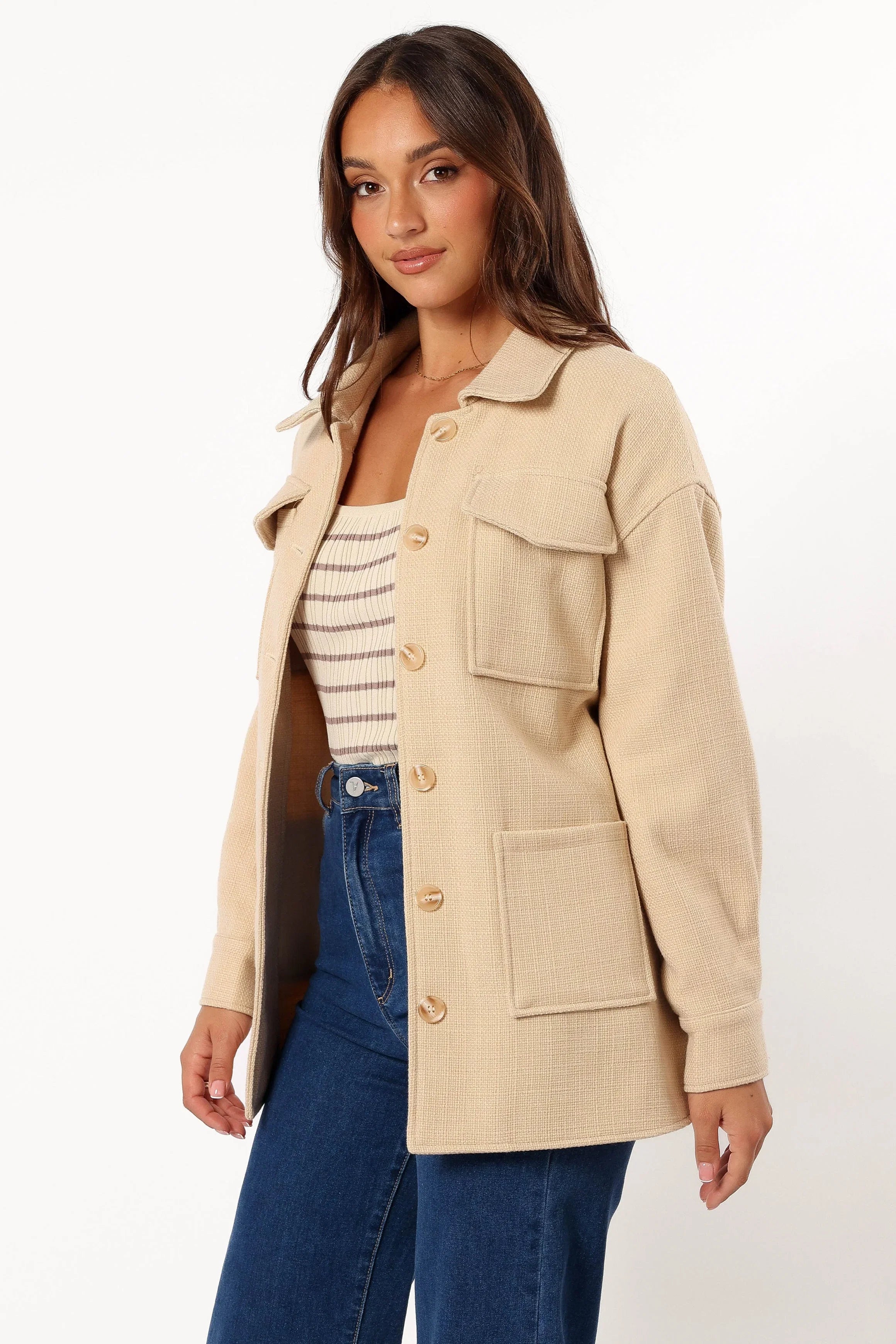 Arlow Tie Front Shacket Cream