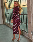 Nesse Striped Knit Mockneck Maxi Dress