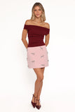 Effie Embellished Bow Mini Skirt Pink