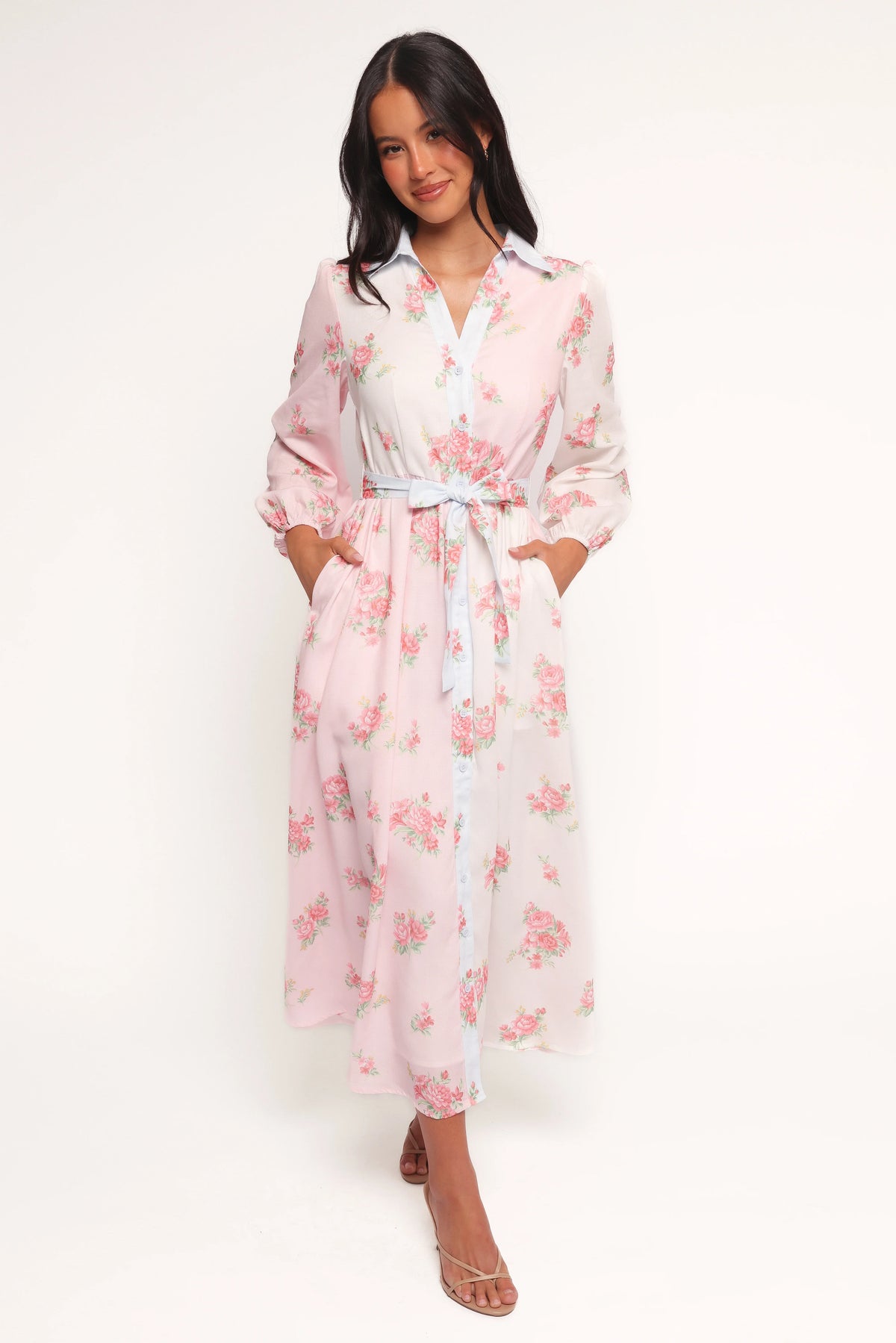 Juni Button Up Maxi Dress Floral