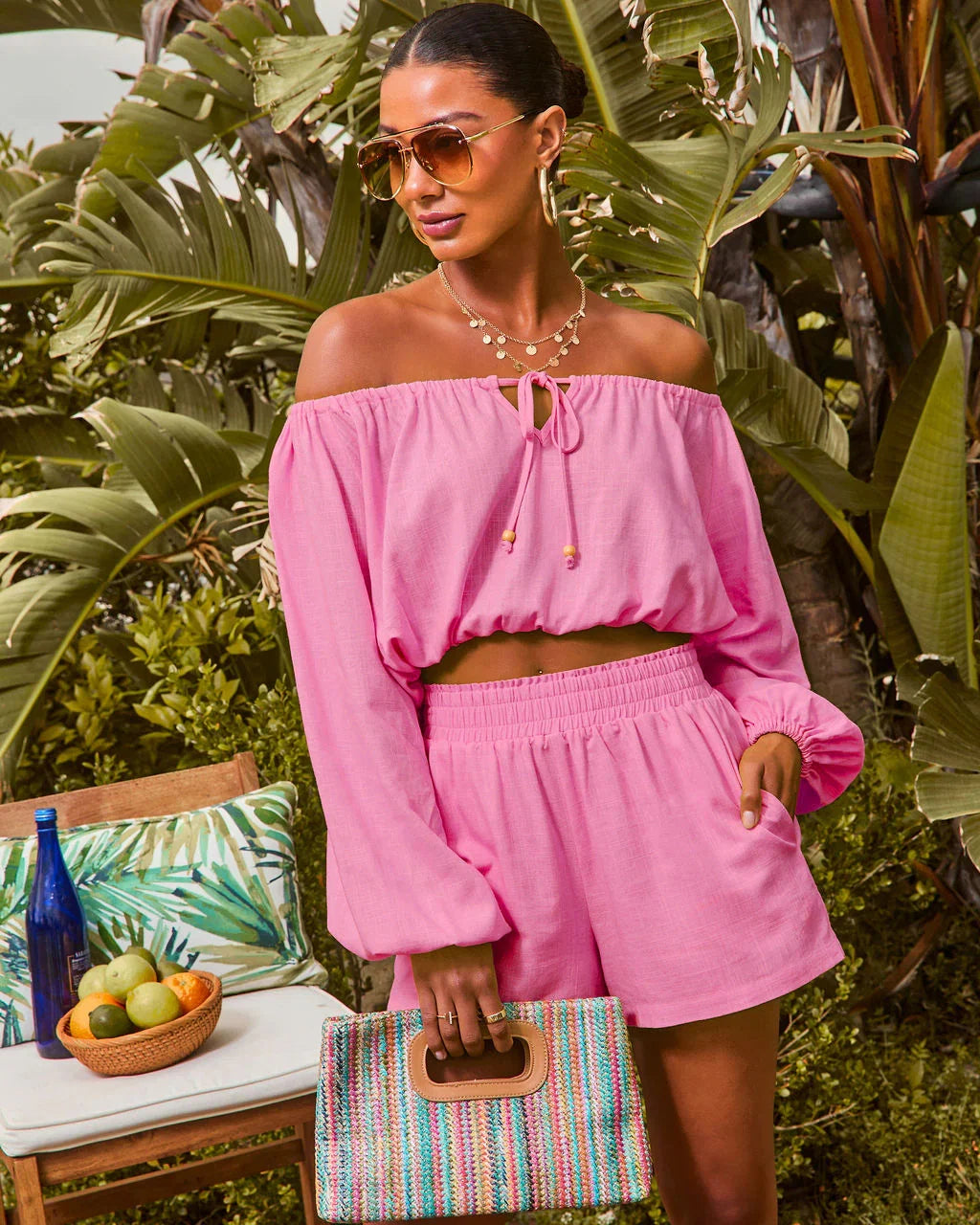 Elysia Off The Shoulder Long Sleeve Crop Top