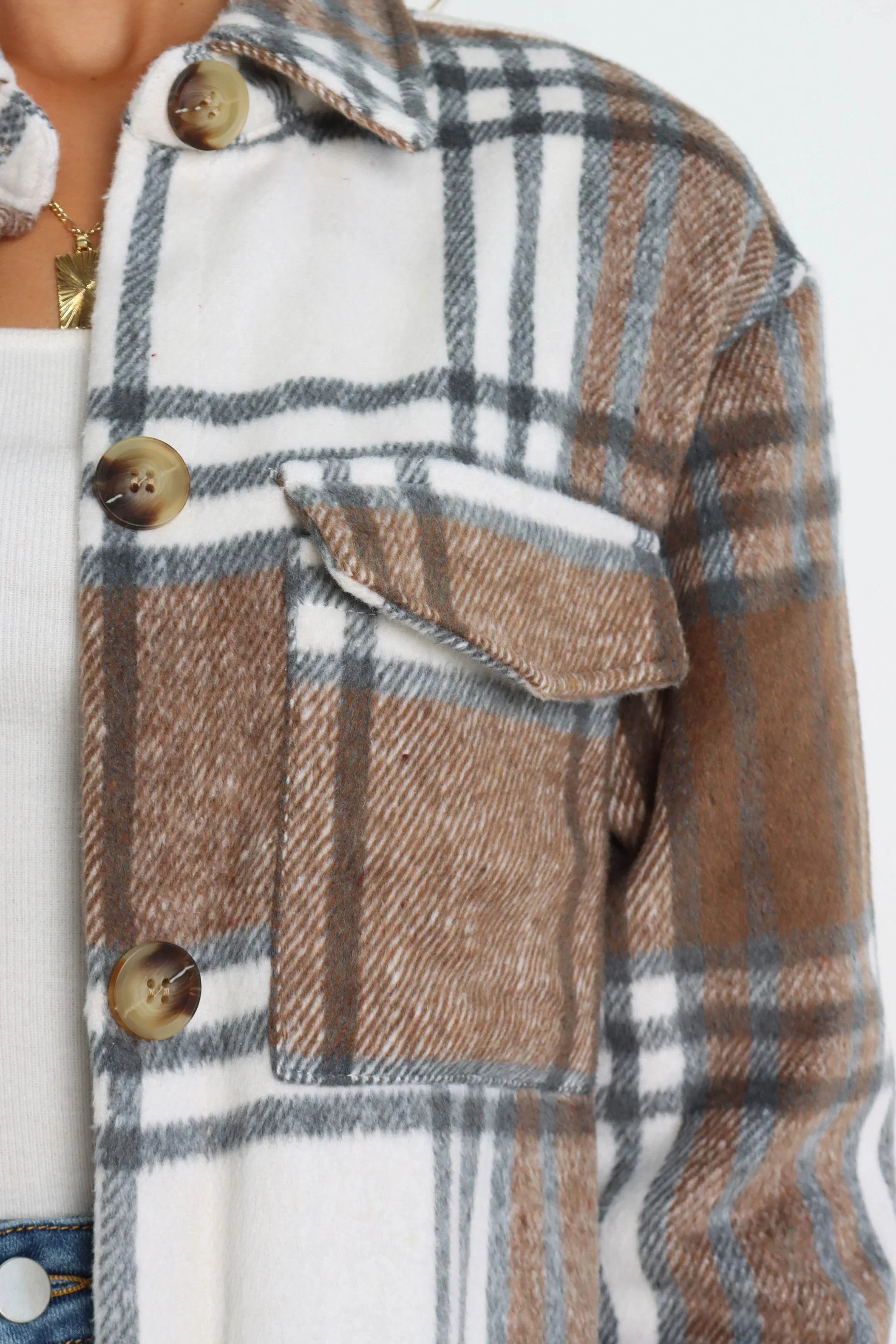 Dion Shacket Brown Check