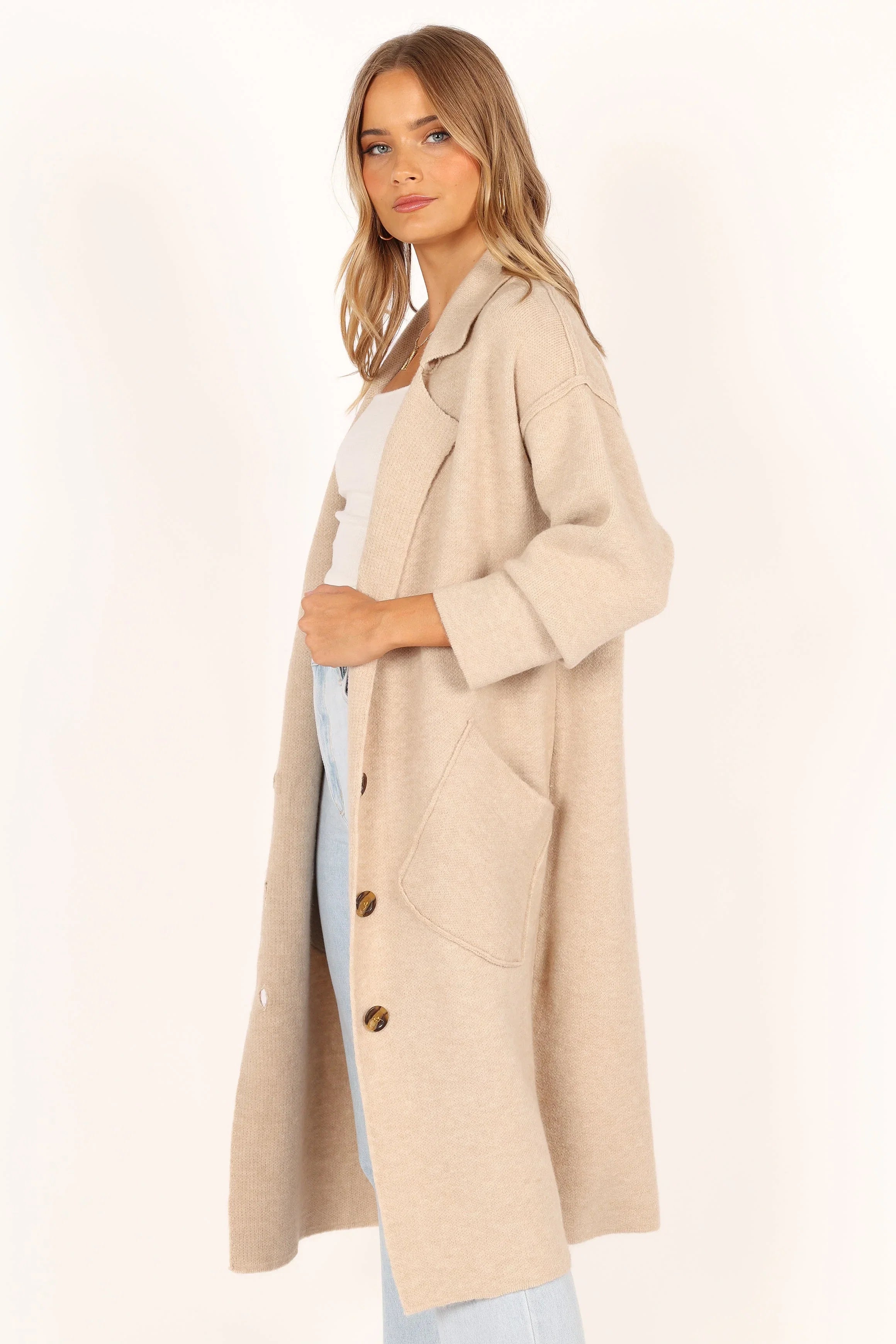 Ivy Button Front Coatigan Oatmeal
