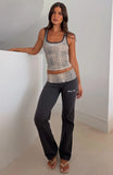 My Own Sunshine Fold Over Pants Charcoal Leopard Print