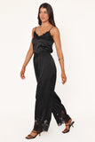 Viola Drawstring Wide Leg Pant Black