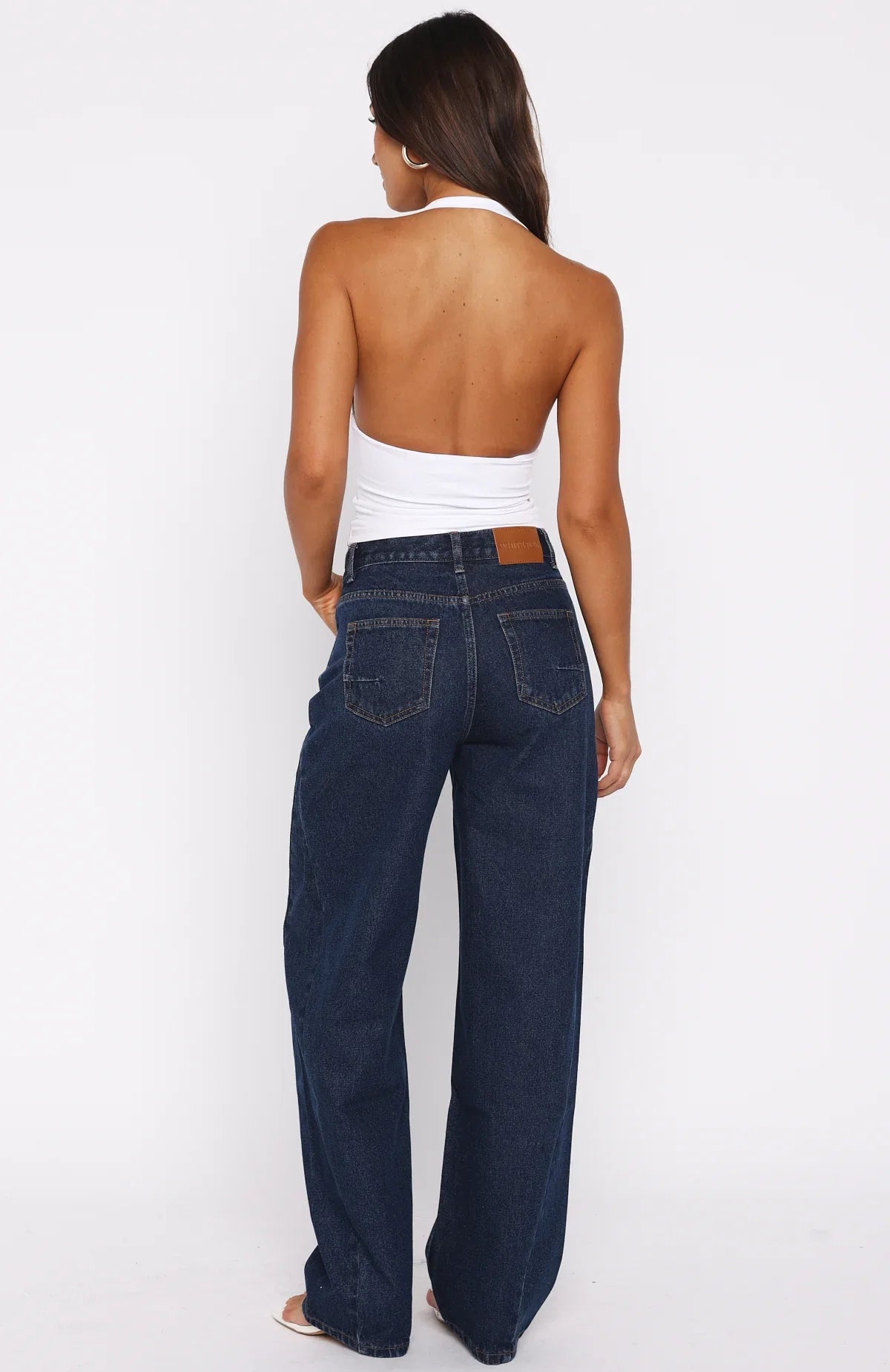 Kiara Mid Rise Barrel Leg Jeans Dark Blue