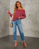 Coffee Run Off The Shoulder Sweater