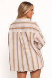 Dean Long Sleeve Short Set Beige Stripe