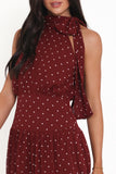 Leona Halterneck Maxi Dress Red Polka Dot