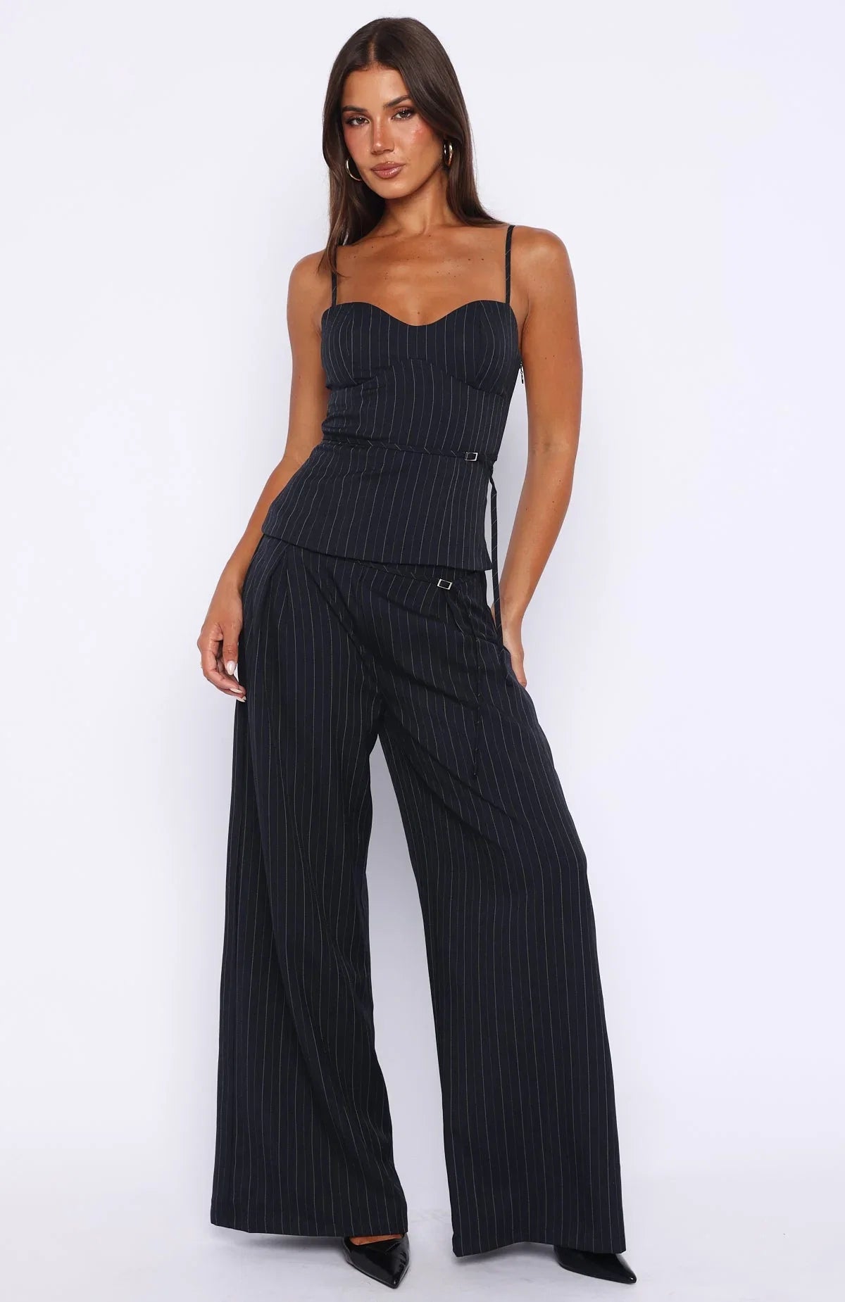 High Line Top Navy Pinstripe