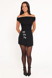 Tyra Mini Skirt With Embellished Bows Black