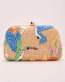 Island Charm Embroidered Tropical Clutch