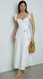 Valeria Corset Ruffle Midi Dress White