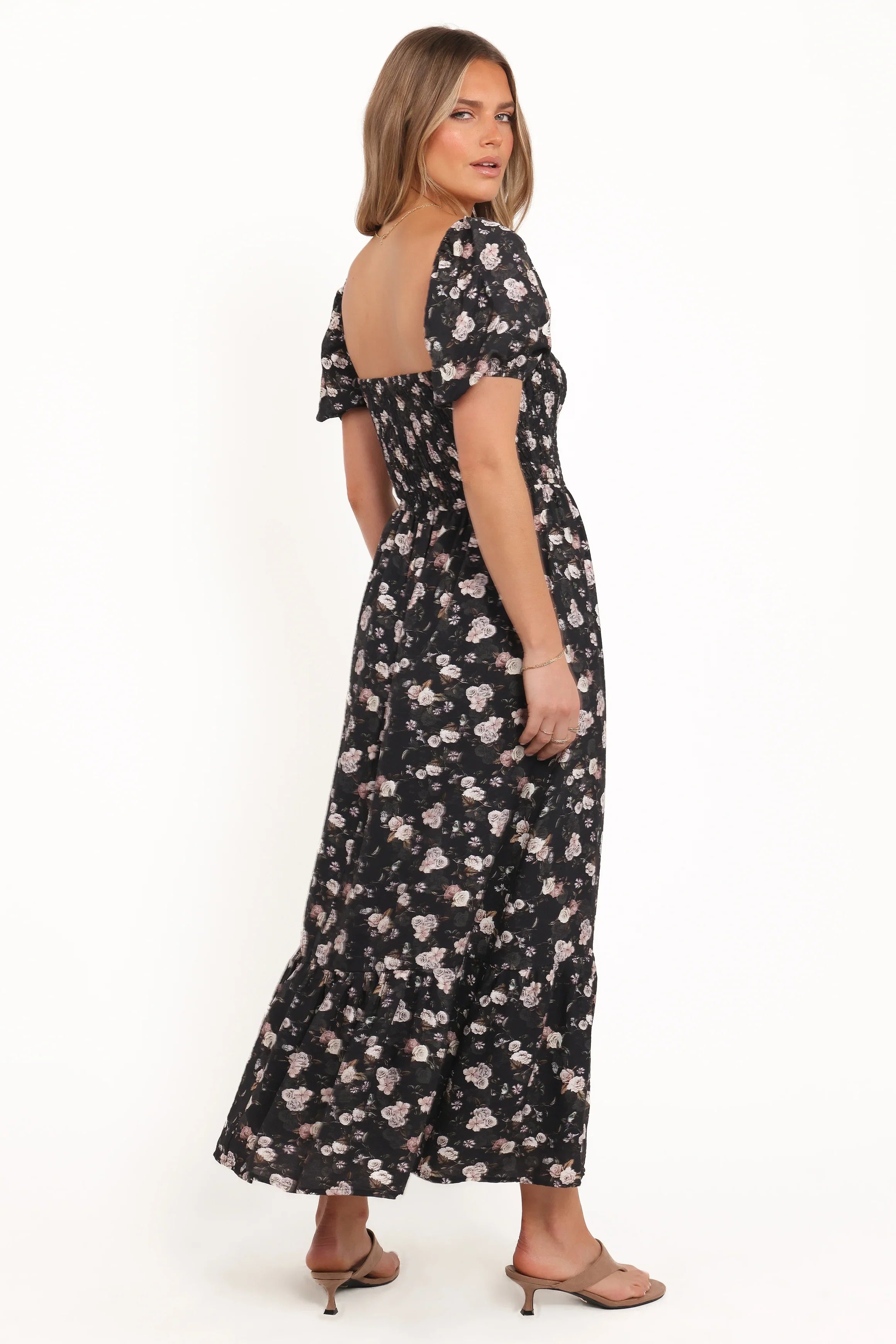 Cecelia Puff Sleeve Maxi Dress Black Floral