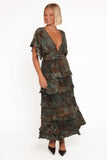 Wendi Ruffle Dress Jade Brown