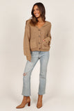 Amelia Oversize Collar Button Cardigan Camel