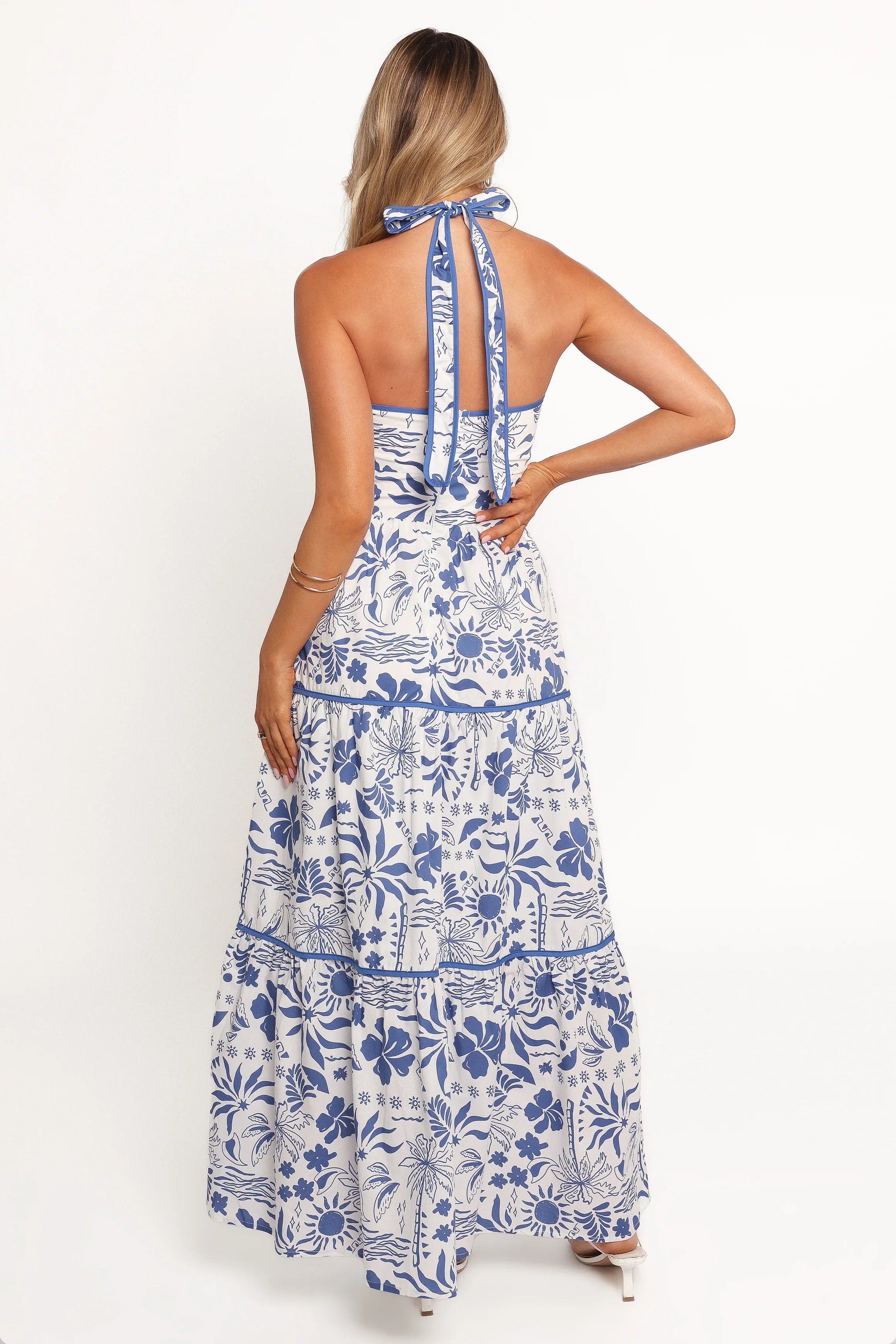 Fernanda Halterneck Maxi Dress Blue Tropical