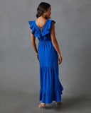 Minerva Tiered Ruffle V Neck Maxi Dress