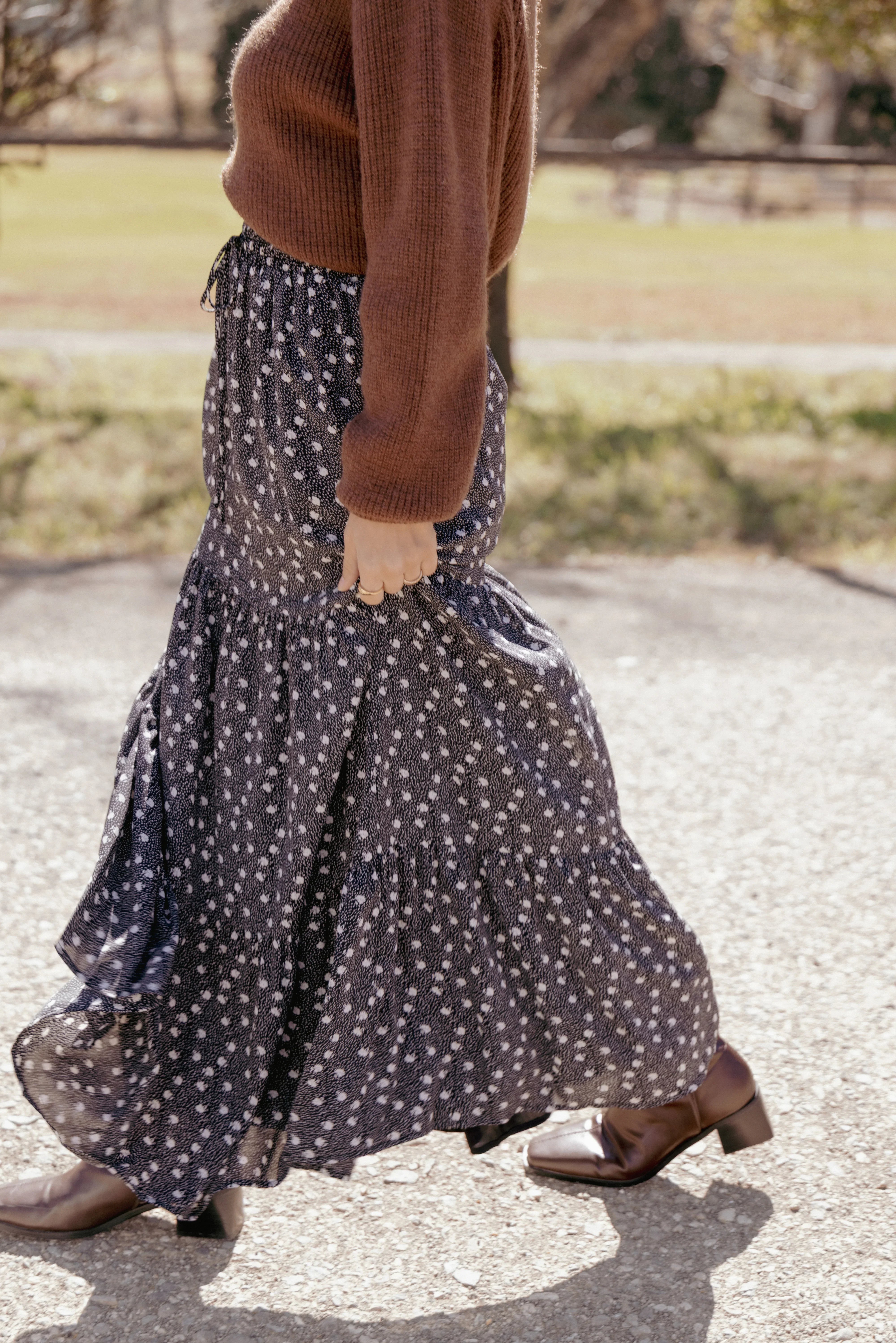 Vincent Tier Maxi Skirt Black Floral