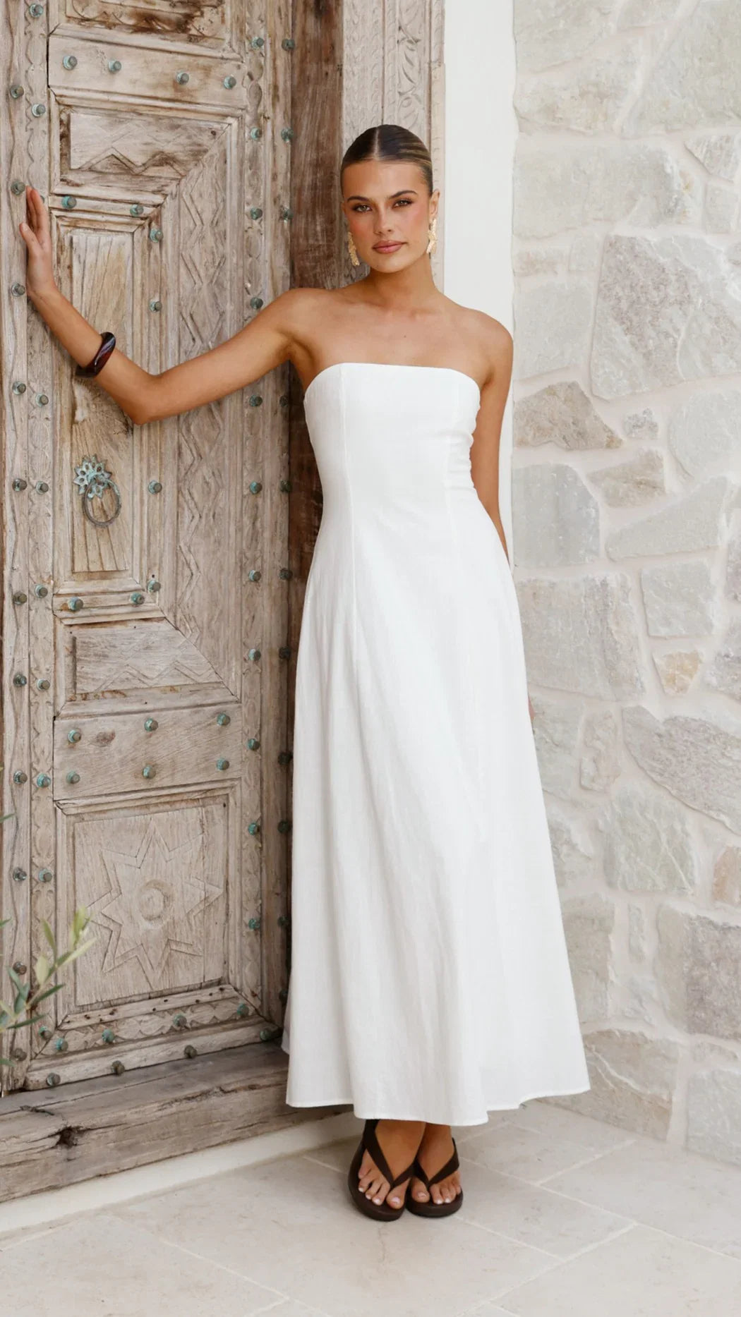 Astrid Strapless Maxi Dress White