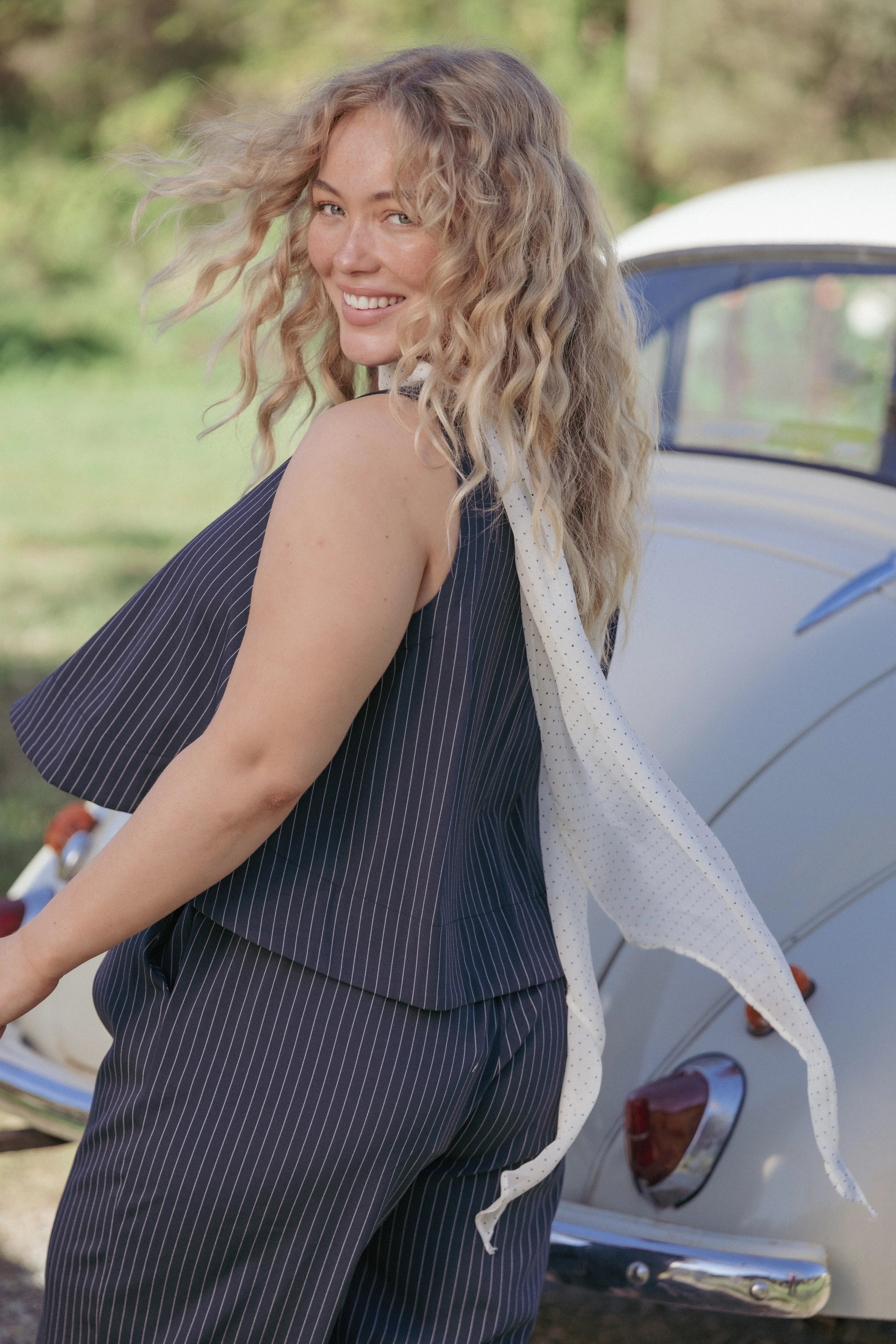 Enda Top Navy White Stripe