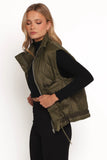 Haven Zip Front Puff Vest Olive