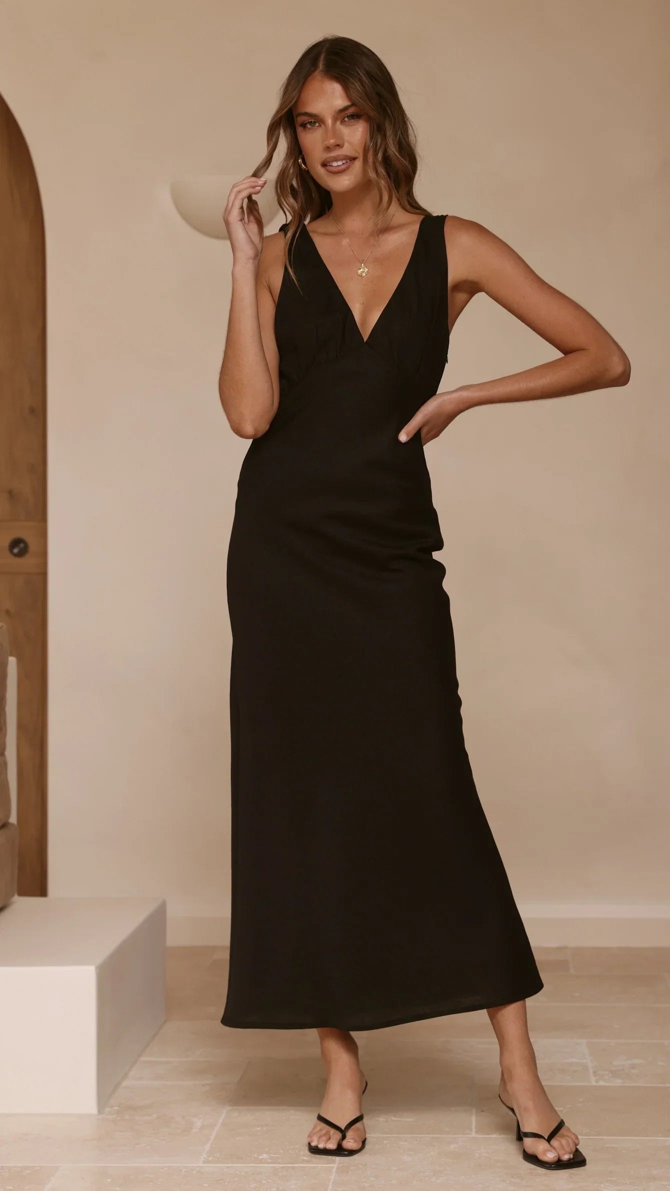 Sammie Linen Maxi Dress Black