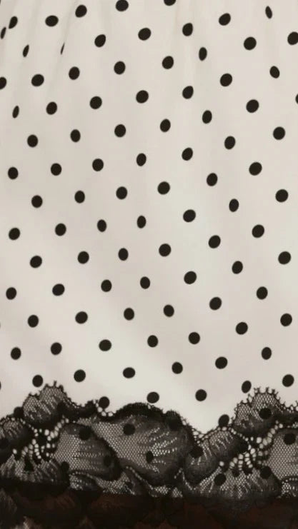 Kiki Lace Mini Skirt Cream Black Polka