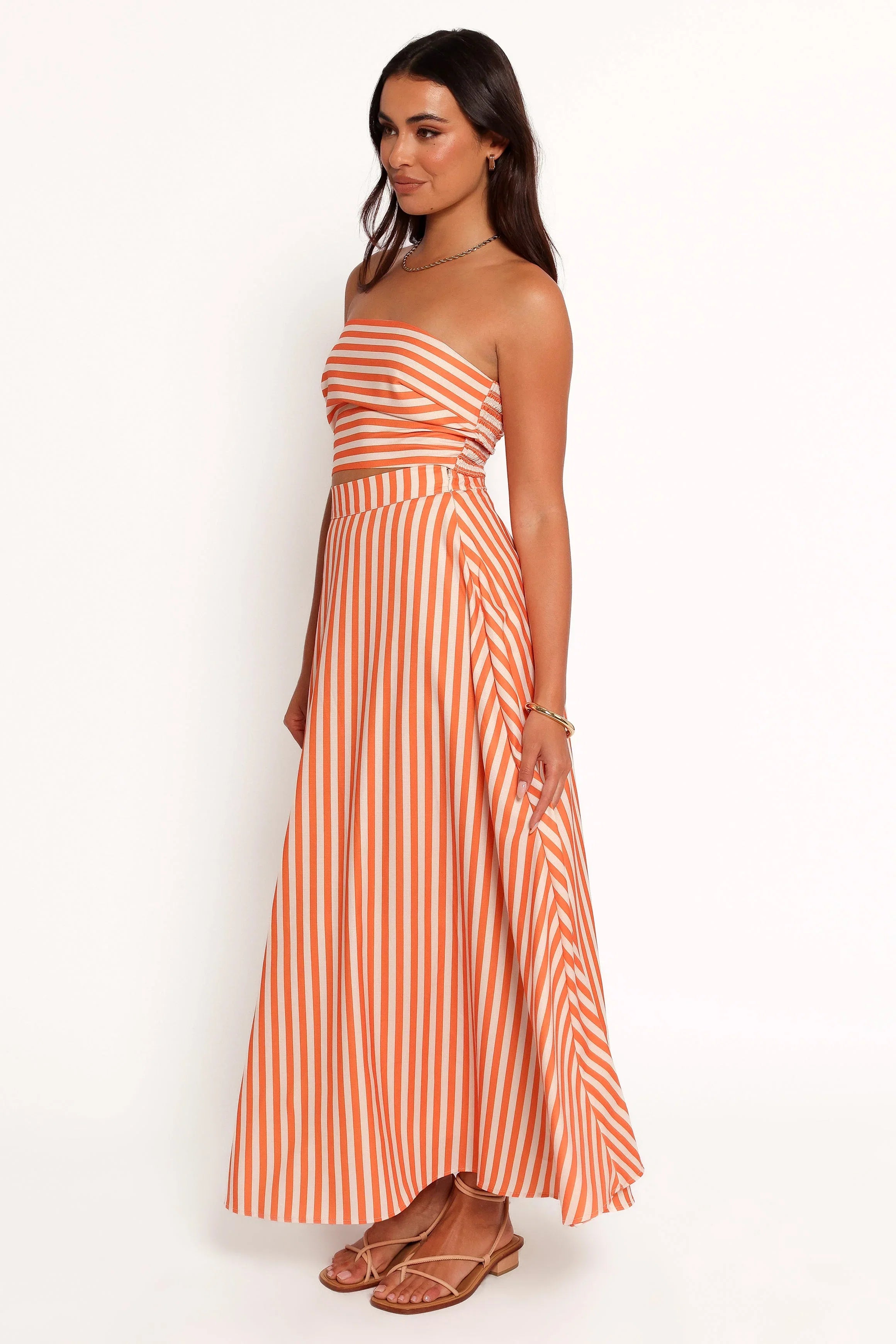 Serafina Two Piece Set Orange Beige Stripe