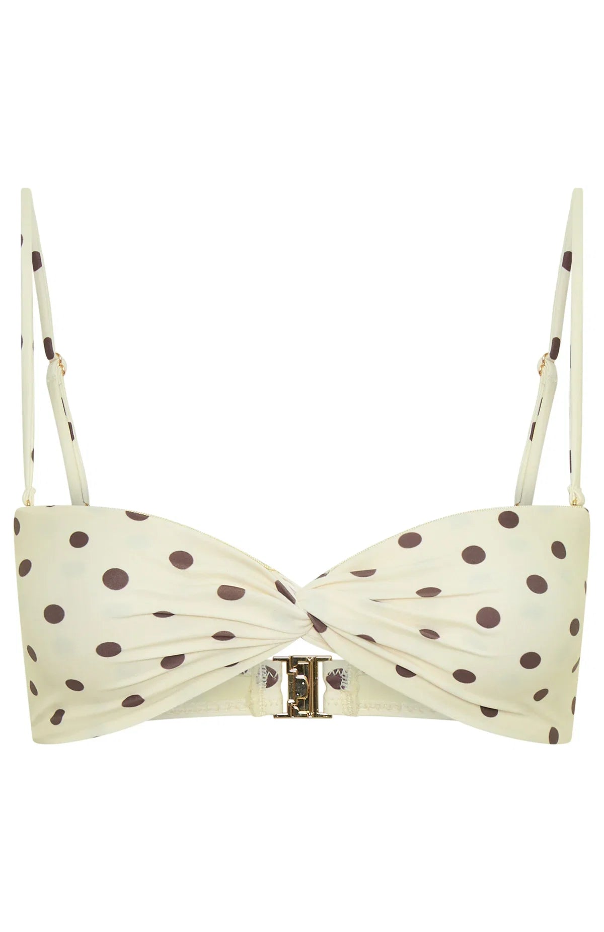 Kaya Bikini Top Cream Choc Polka Dot