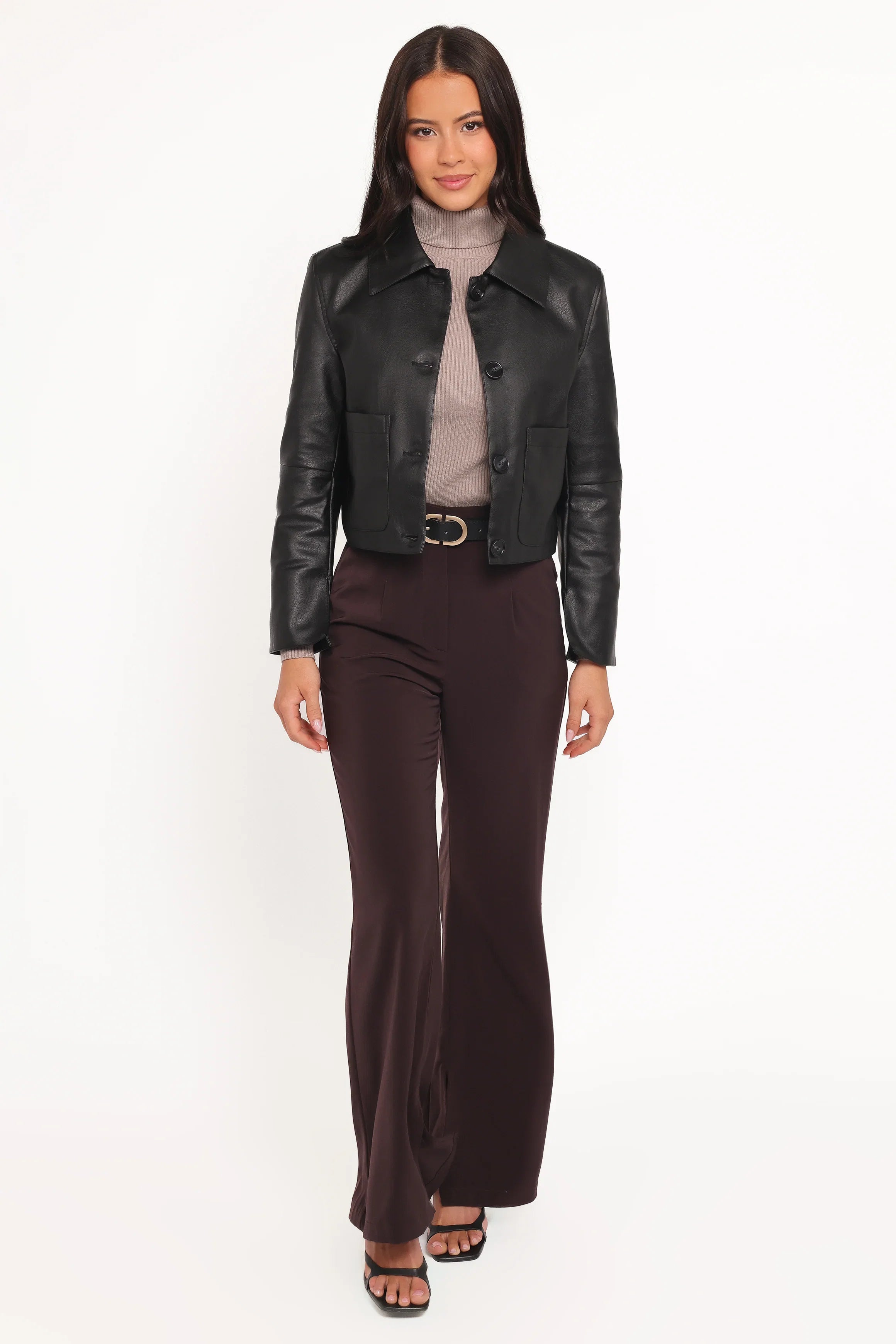 Hope Crop Faux Leather Jacket Black