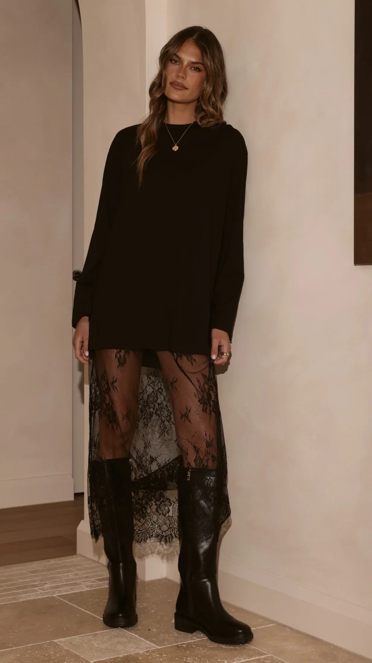 Kailey Lace Maxi Dress Black