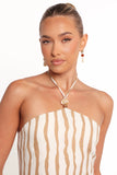 Kim Halter Maxi Dress Tan Stripe