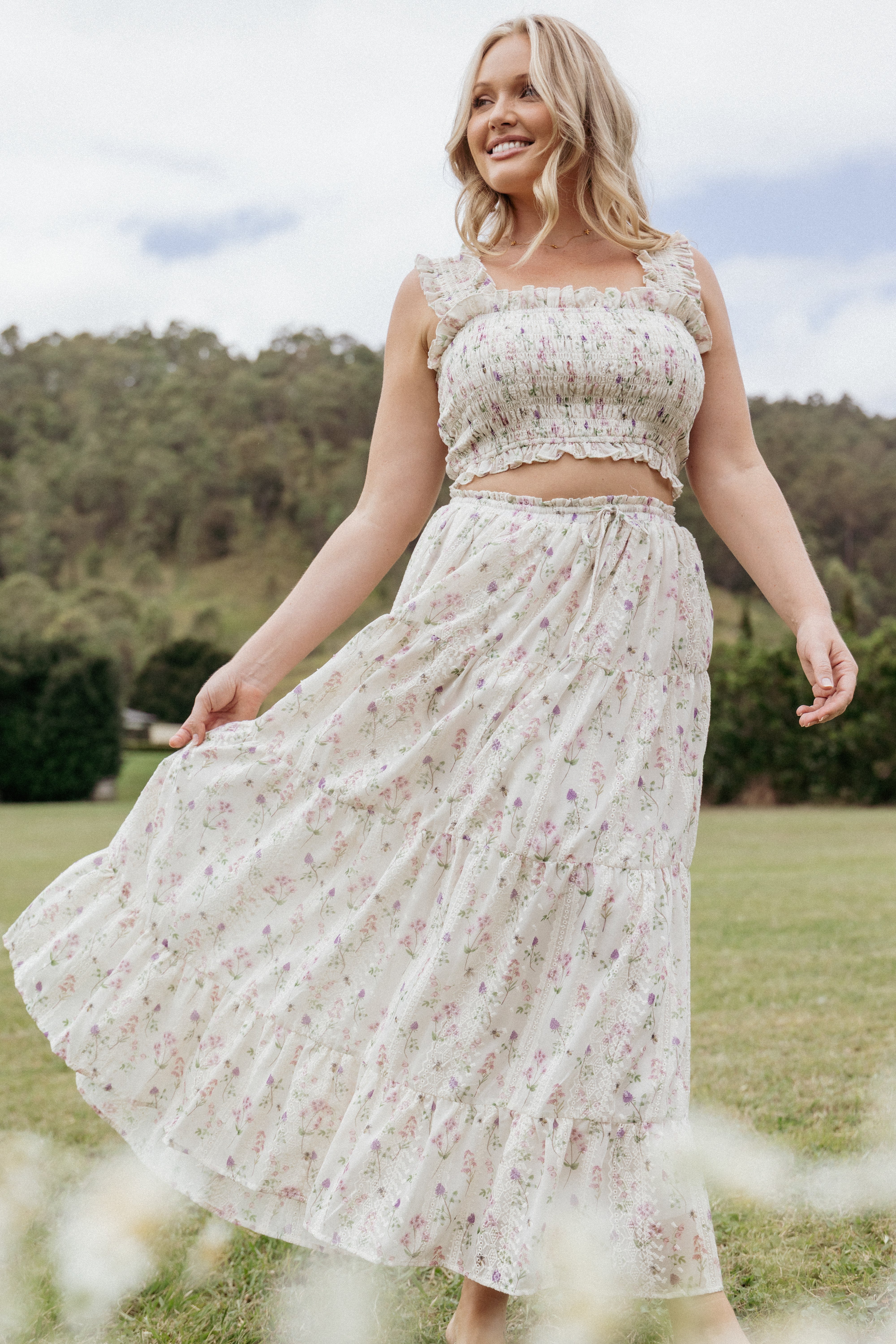 Amberlyn Maxi Skirt Pink Floral