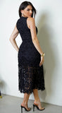 Strata Crochet Midi Dress Black