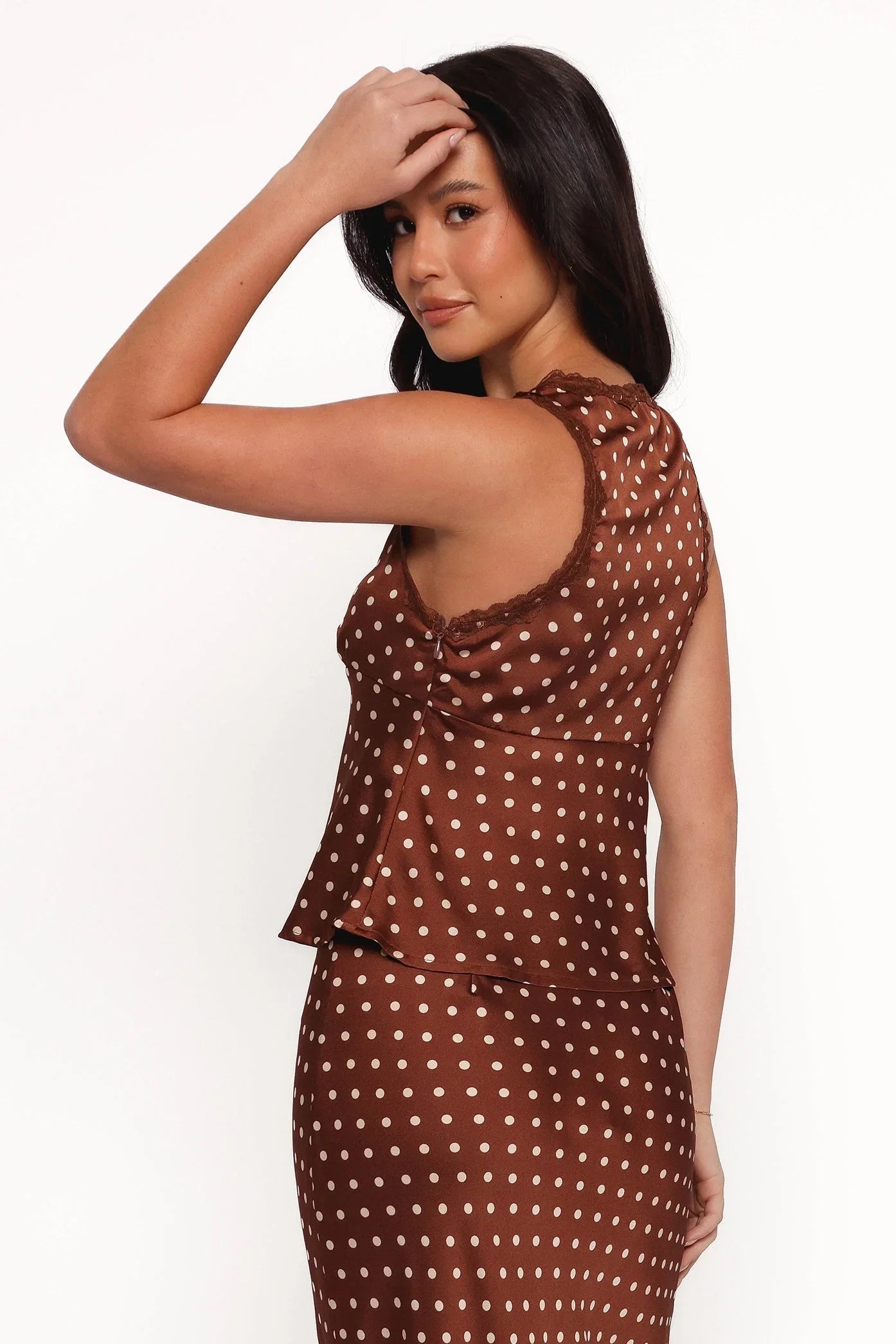 Kelso Top Brown Polka Dot