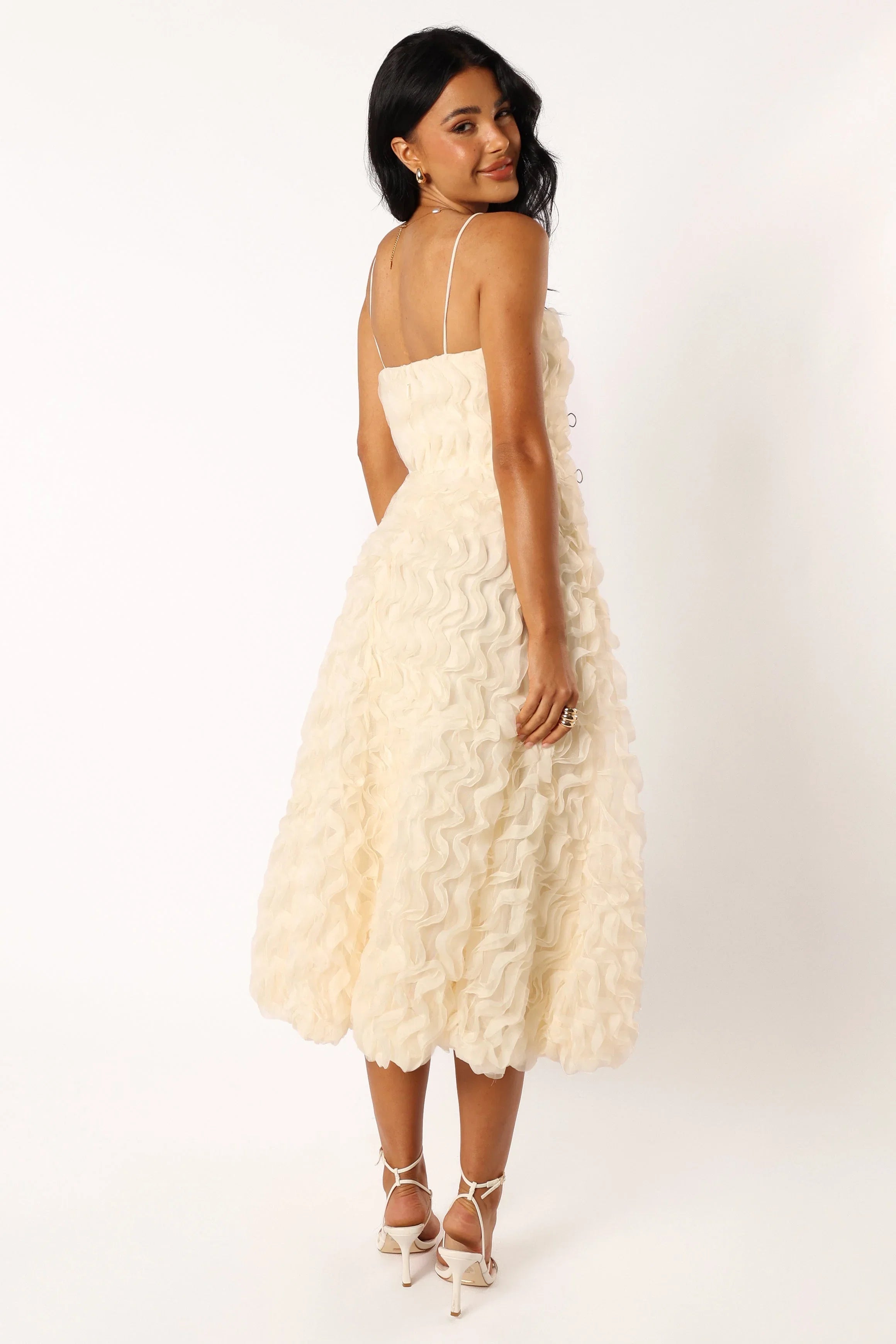 Kade Textured Midi Dress White