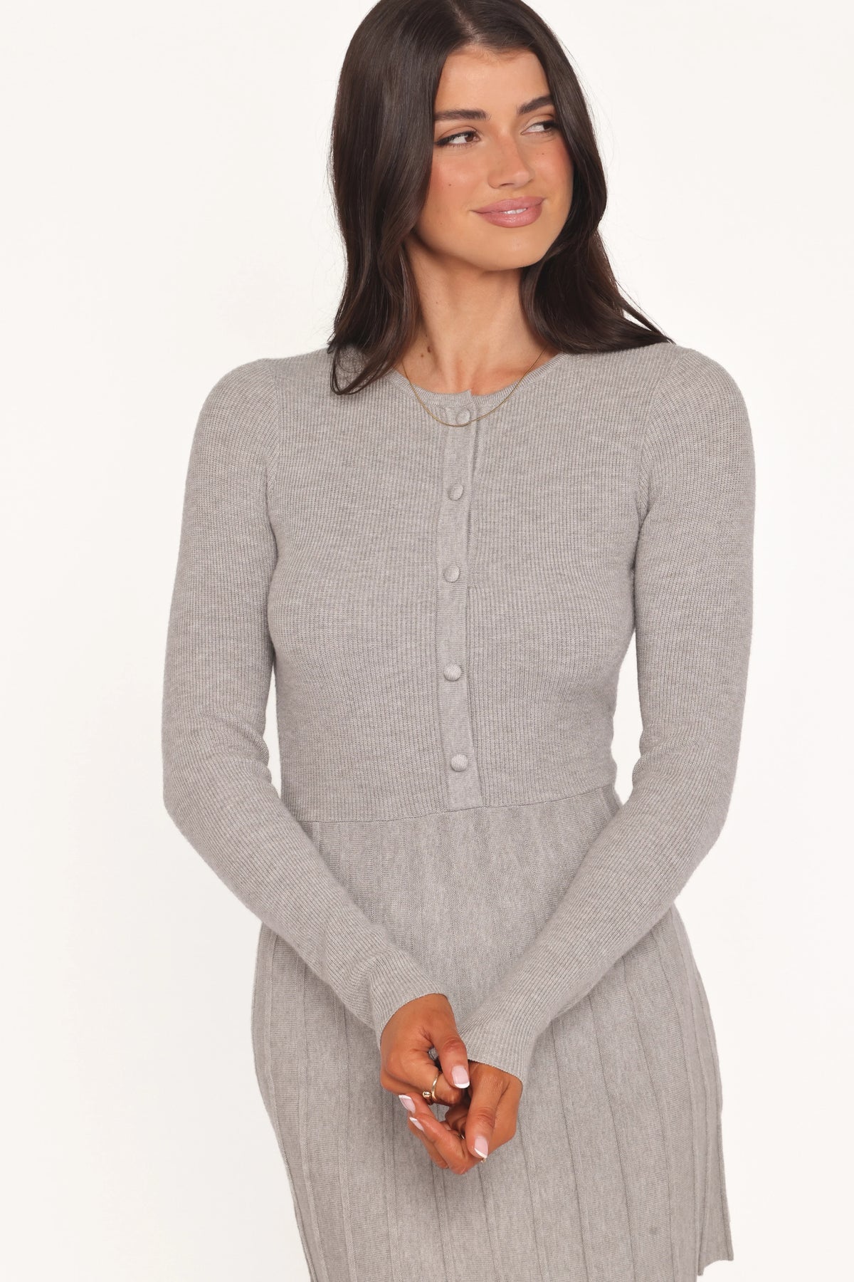 Darlina Long Sleeve Mini Dress Heather Grey