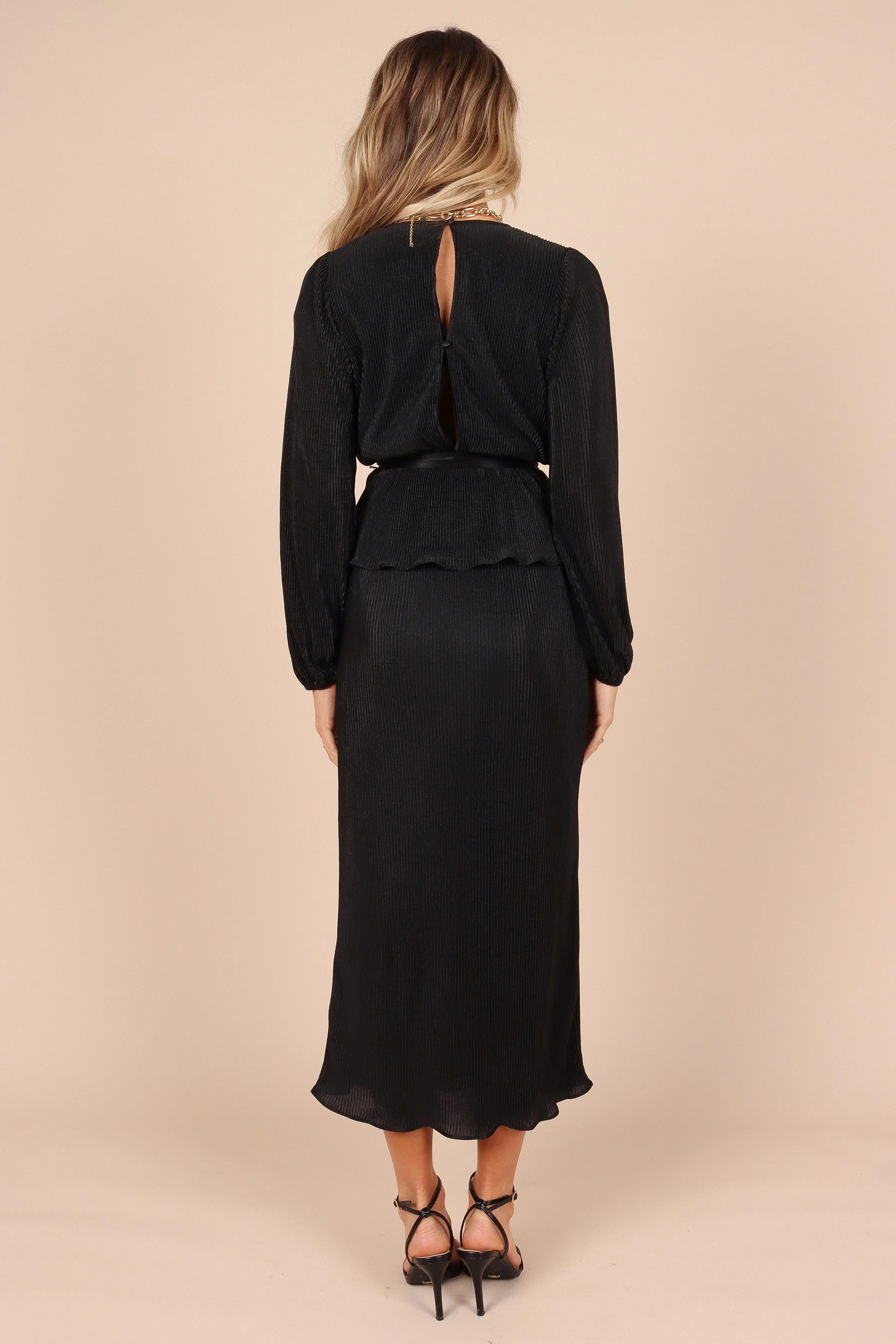Minelli Pleat Midi Skirt Black