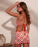 Sunset Marina Abstract Crochet Halter Neck Cover Up Top