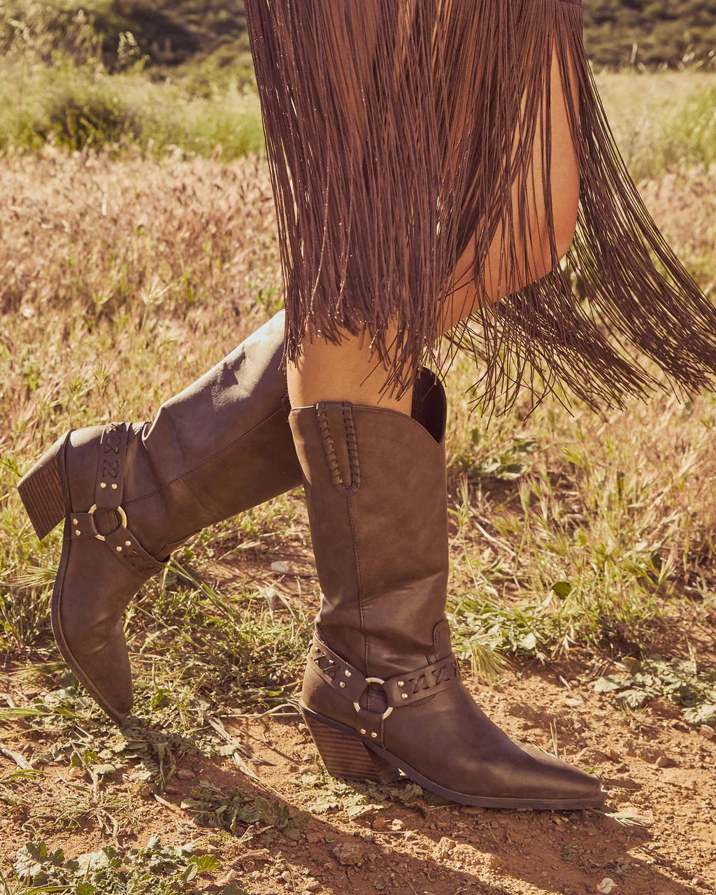 Echo Canyon Vegan Leather Western Buckle Boots