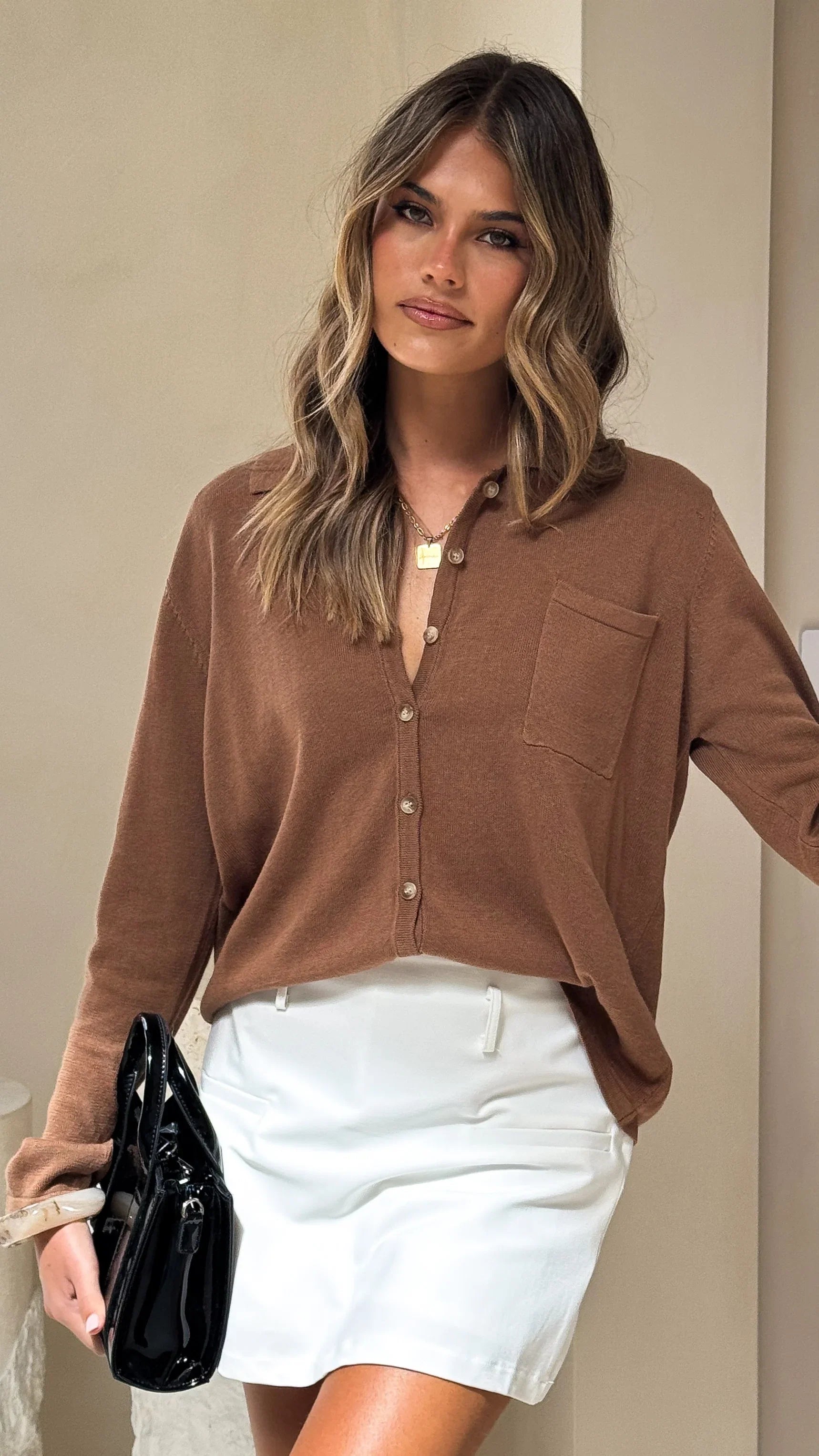 Klara Knitted Shirt Caramel